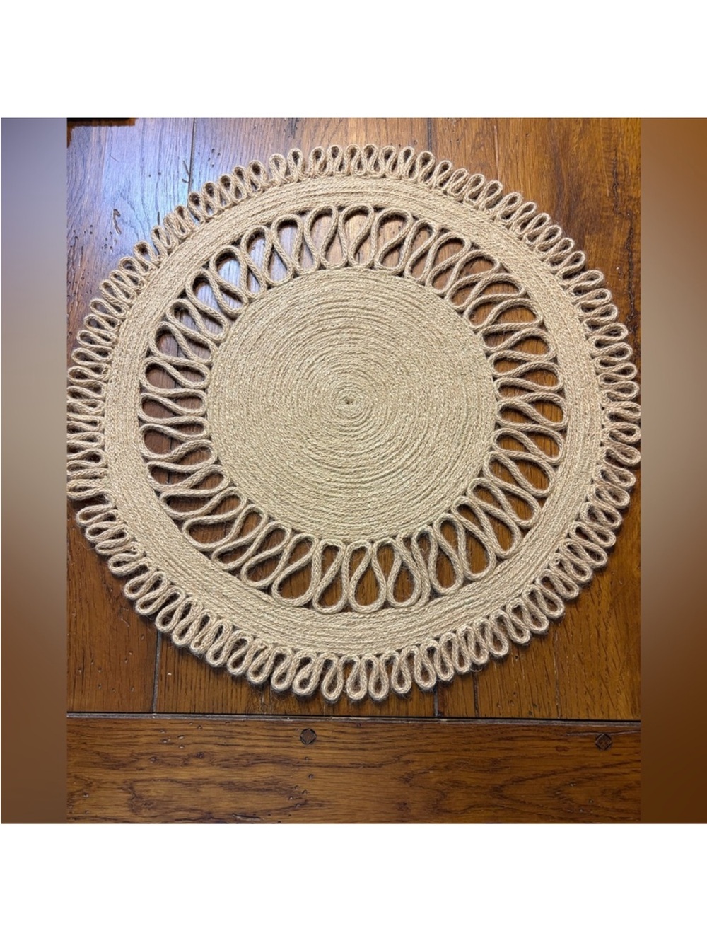 Pottery Barn Round Braided Jute Place Mat - Natural Tan - set of 5